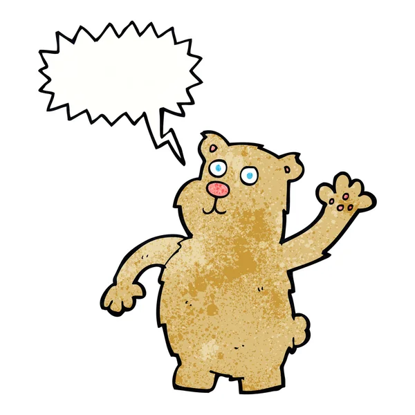 Dibujos animados ondeando oso con burbuja de habla — Vector de stock