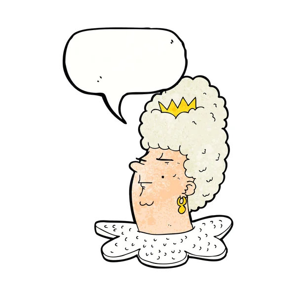 Karikaturenkönigin mit Sprechblase — Stockvektor