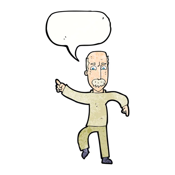 Cartone animato arrabbiato vecchio con la bolla discorso — Vettoriale Stock