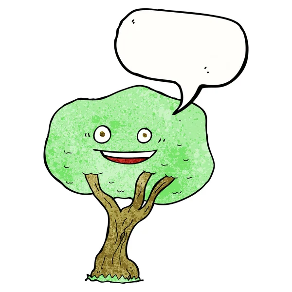 Kreslený strom s bublinou řeči — Stockový vektor