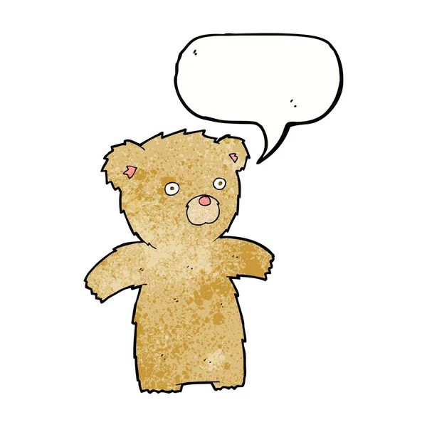 Мультяшний плюшевий ведмідь з бульбашкою мовлення — стоковий вектор