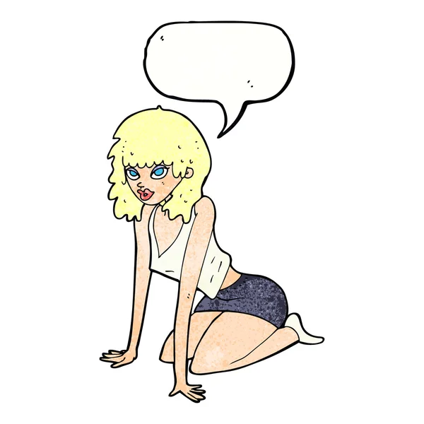 Femme dessin animé tirant pose sexy avec bulle de parole — Image vectorielle