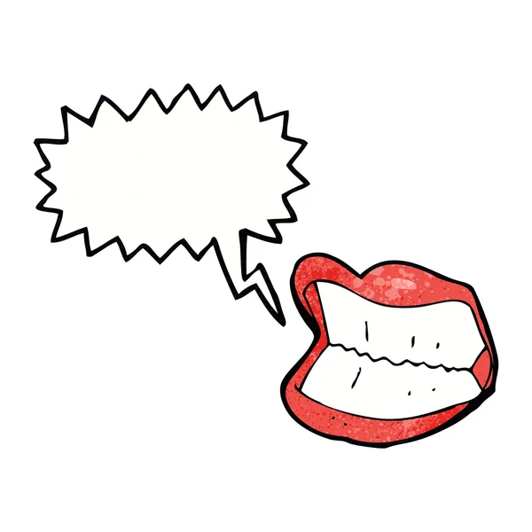 Cartoon grinning mouth with speech bubble — Stock Vector