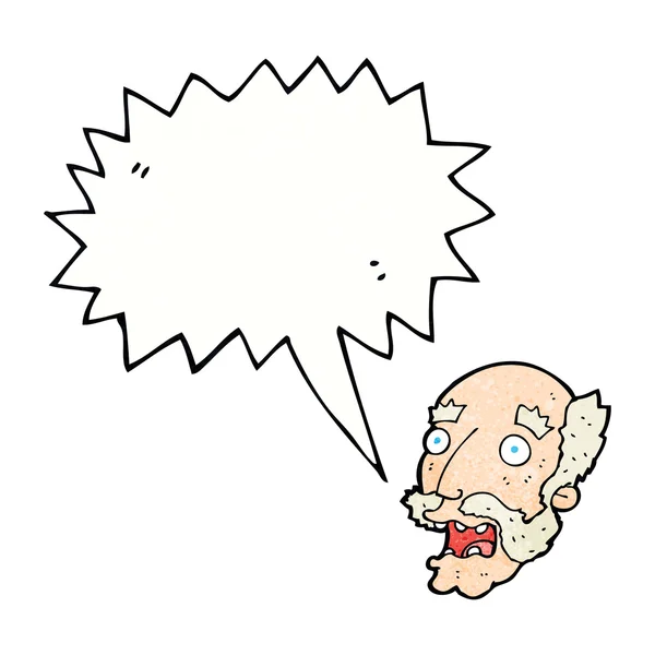 Cartoon shocked old man with speech bubble — Stock Vector