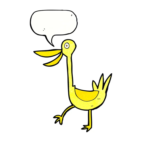 Vtipná kreslená kachna s řečovou bublinou — Stockový vektor