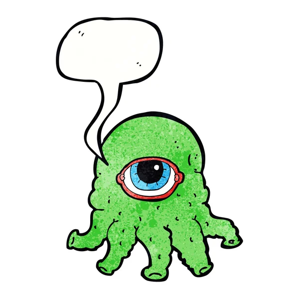 cartoon alien head with speech bubble