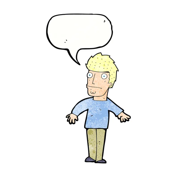 Cartone animato preoccupato uomo con bolla discorso — Vettoriale Stock