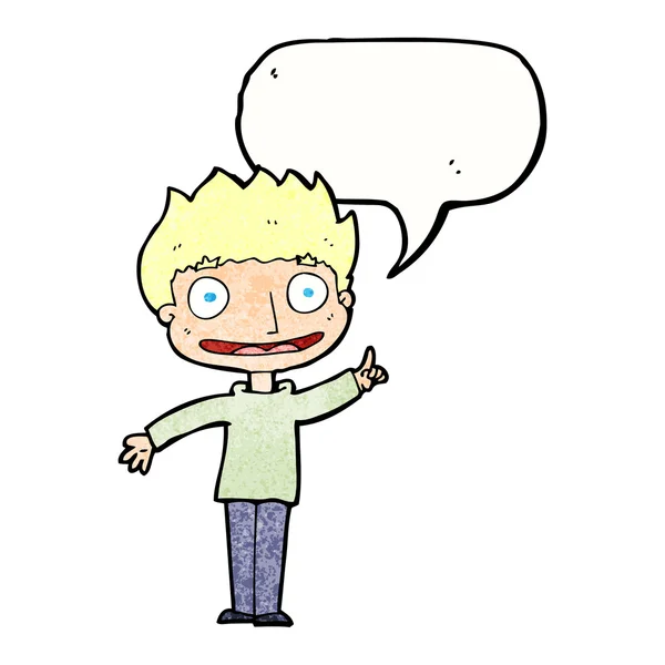 Dibujos animados niño feliz con burbuja de habla — Archivo Imágenes Vectoriales