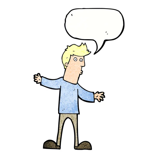 Konuşma baloncuğu olan meraklı bir karikatür. — Stok Vektör
