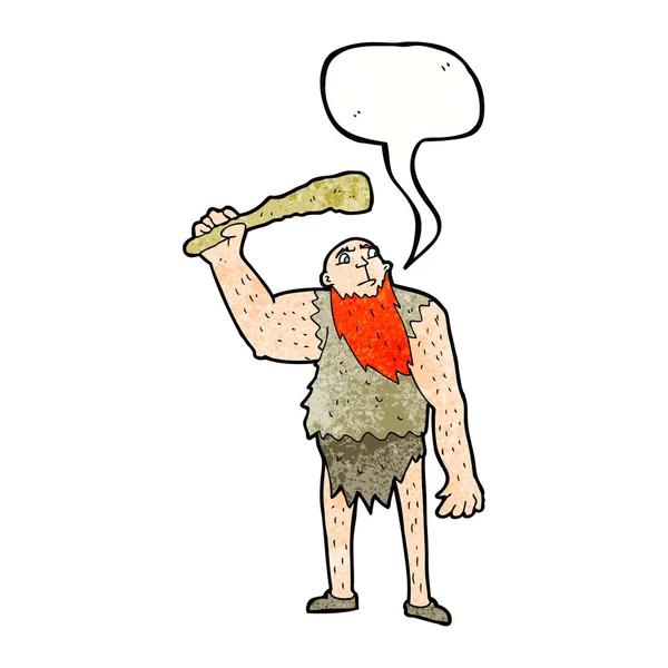 Cartoon neanderthaler met spraakbel — Stockvector