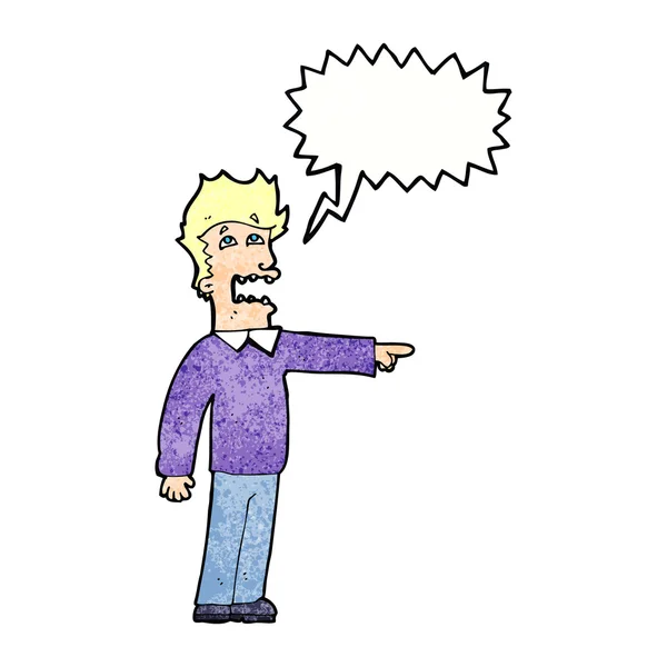Cartoon man accusing with speech bubble — Stock Vector