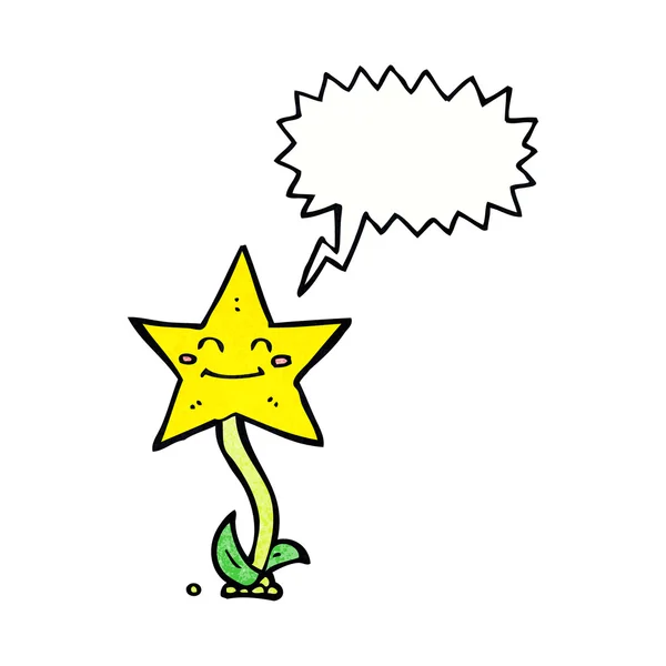Flor estrela dos desenhos animados com bolha de fala — Vetor de Stock