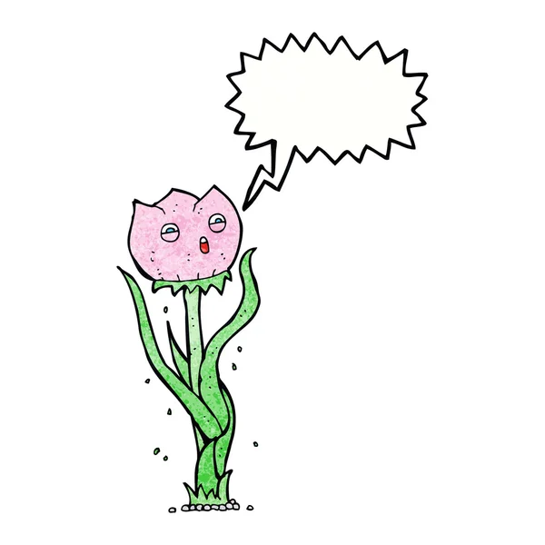 Flor de dibujos animados con burbuja de habla — Vector de stock