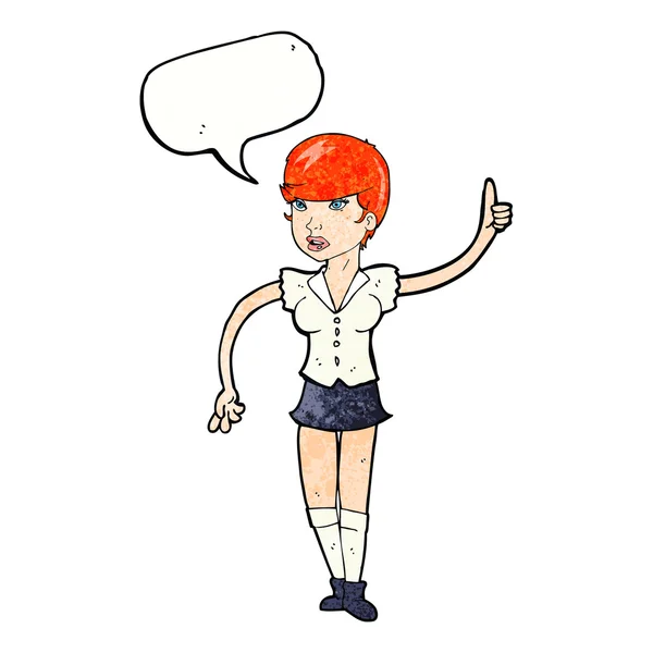 Dessin animé jolie fille posant question avec bulle de discours — Image vectorielle
