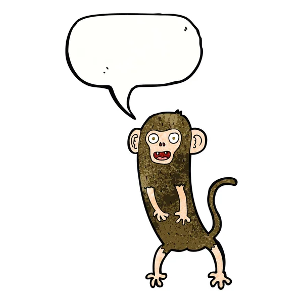 Мультяшная сумасшедшая обезьяна с пузырьком речи — стоковый вектор