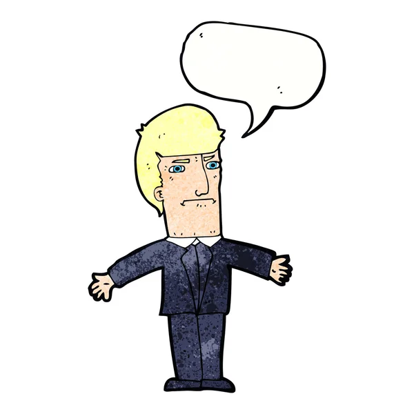 Cartoon annoyed boss with speech bubble — Stock Vector