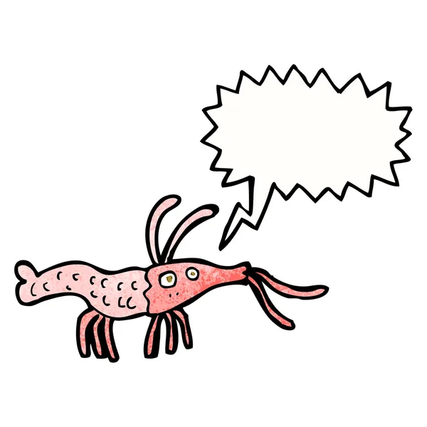 Cartoon shrimp with speech bubble — Stock Vector