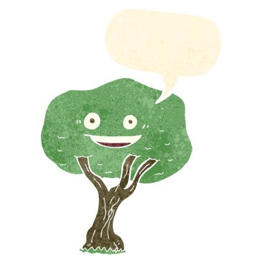 Konuşma baloncuklu çizgi film ağacı