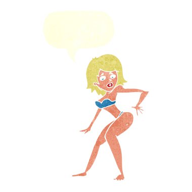 çizgi film kadın bikini ile konuşma balonu