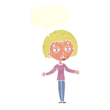 çizgi film şüpheli kadın ile konuşma balonu