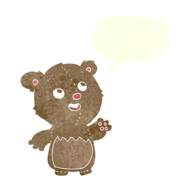 çizgi film mutlu küçük oyuncak ayı konuşma balonu ile