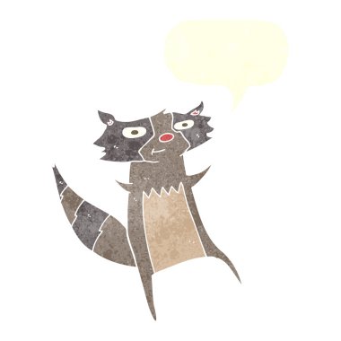 Konuşma balonlu çizgi film rakunu.