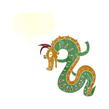 Konuşma balonlu Sakson ejderha çizgi filmi