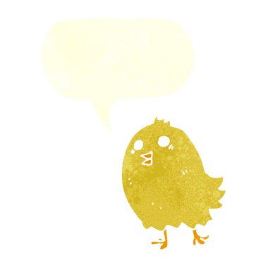 çizgi film mutlu sarı kuş konuşma baloncuğu ile