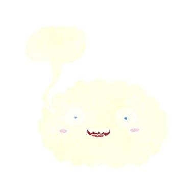 Konuşma baloncuklu mutlu çizgi film bulutu