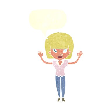 konuşma balonu kaldırdı elleriyle kadınla çizgi film