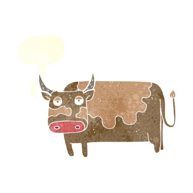 Konuşma baloncuklu çizgi film ineği