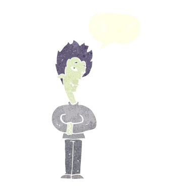 Konuşma balonu olan çizgi film vampiri.