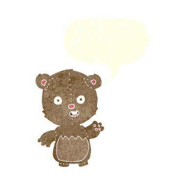 Konuşma baloncuklu çizgi film ayısı