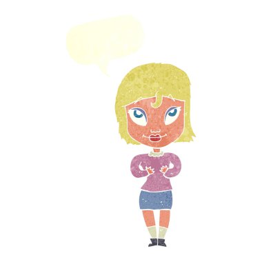 çizgi film kadın kendi kendine konuşma balonu ile el hareketi