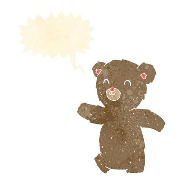 Konuşma baloncuklu sevimli oyuncak ayı.