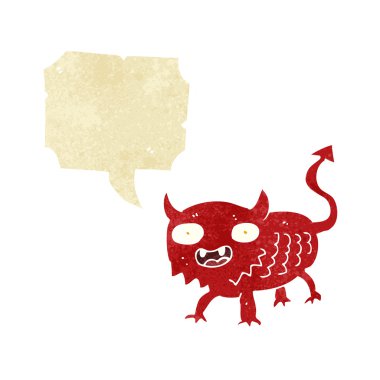 Konuşma baloncuğu olan küçük şeytan.