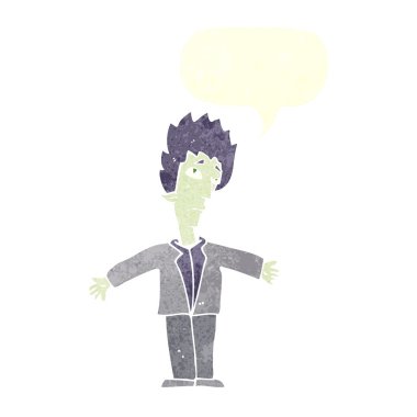 Konuşma baloncuğu olan bir vampir.