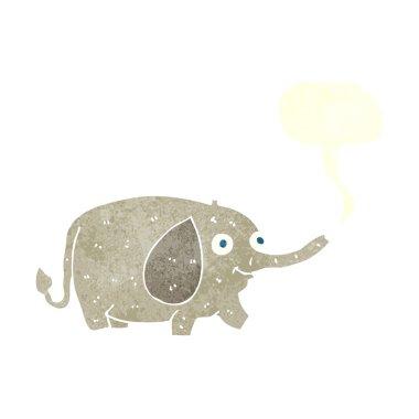 Konuşma baloncuklu komik küçük fil.