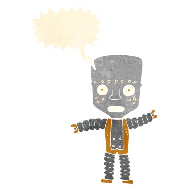 Konuşma baloncuklu çizgi film robotu