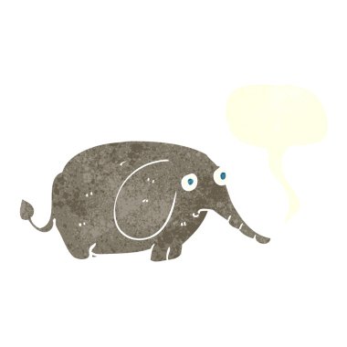 Konuşma baloncuğu olan üzgün bir fil.