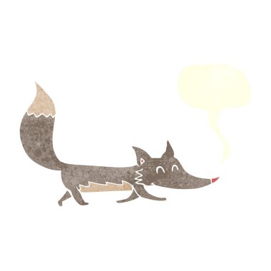 Konuşma baloncuğu olan küçük kurt.