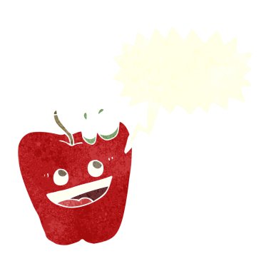 Konuşma balonlu mutlu elma karikatürü