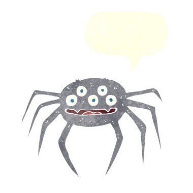 Halloween örümcek konuşma balonu ile çizgi film