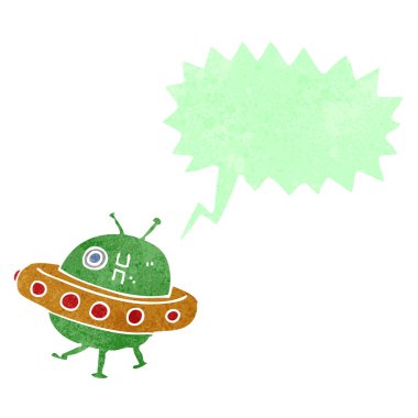 Konuşma baloncuklu UFO çizgi filmi