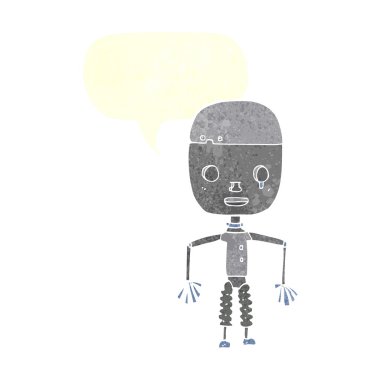 Konuşma baloncuklu çizgi film robotu