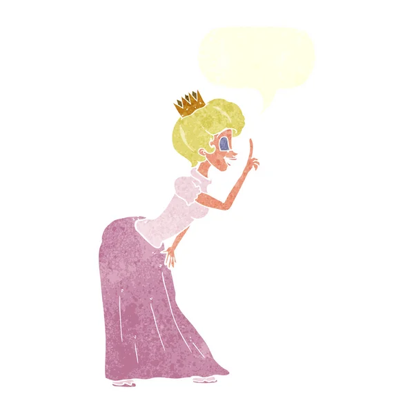 Princesse dessin animé avec bulle de discours — Image vectorielle