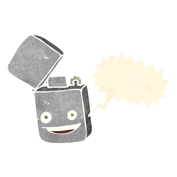 Cartoon metaal aansteker met spraakbel — Stockvector