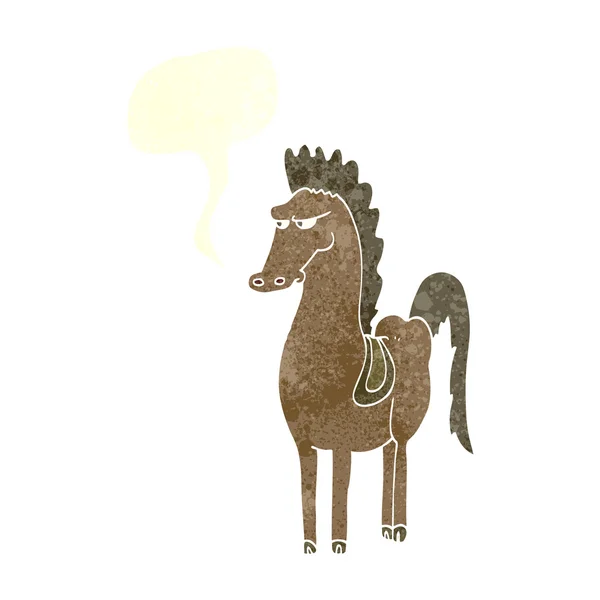 Cheval de dessin animé avec bulle de parole — Image vectorielle