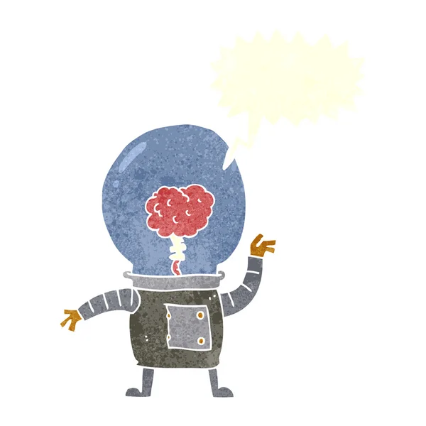 Robot dessin animé cyborg avec bulle vocale — Image vectorielle
