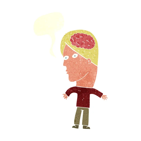 Cartoon Mann mit Gehirn-Symbol mit Sprechblase — Stockvektor